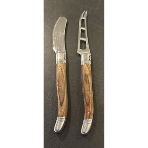 Laguiole Cheese Knife And Spreader Set Stainless Steel Wood Handles 2 Piece